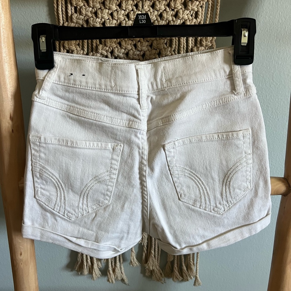 Hollister White Distressed Jean Shorts Casual Summer